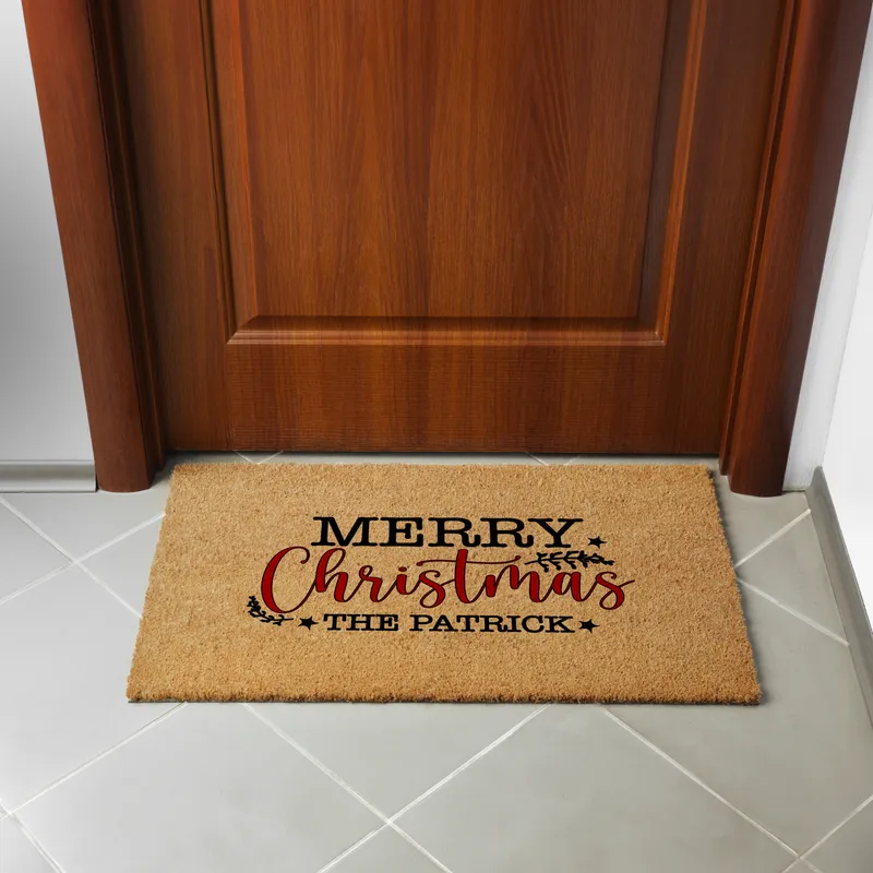 Merry Christmas Personalised Welcome Mat for Home