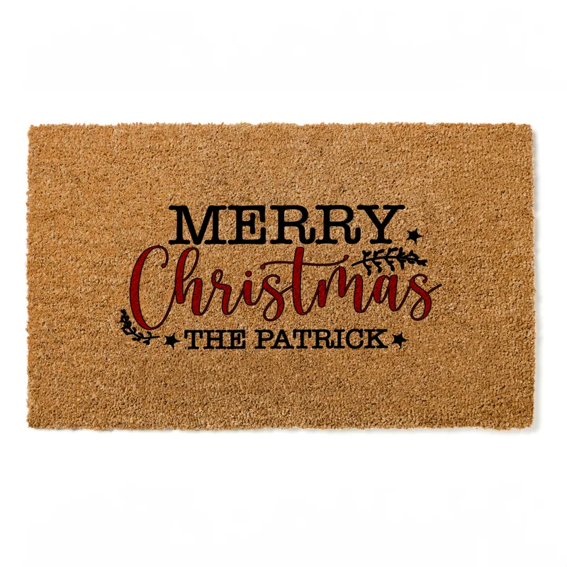 Merry Christmas Personalised Welcome Mat for Home