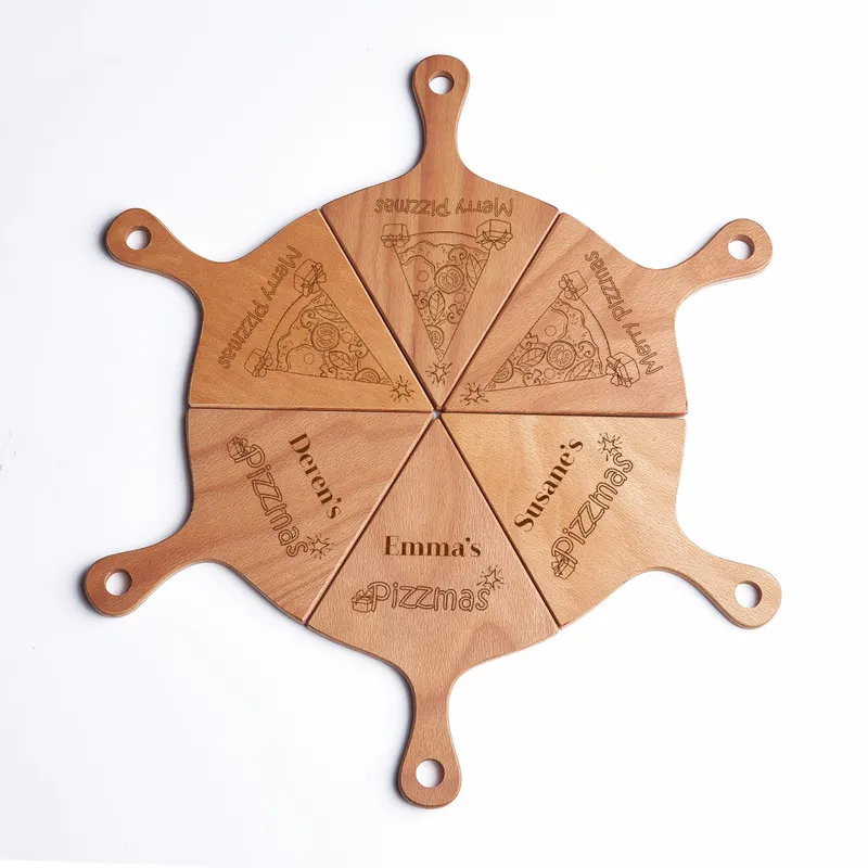 Merry Pizzmas Personalized 6 Piece Pizza Serving Board