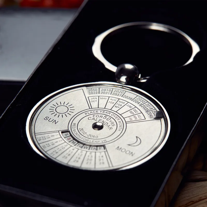 Metal Keychain with 50 Years Calendar