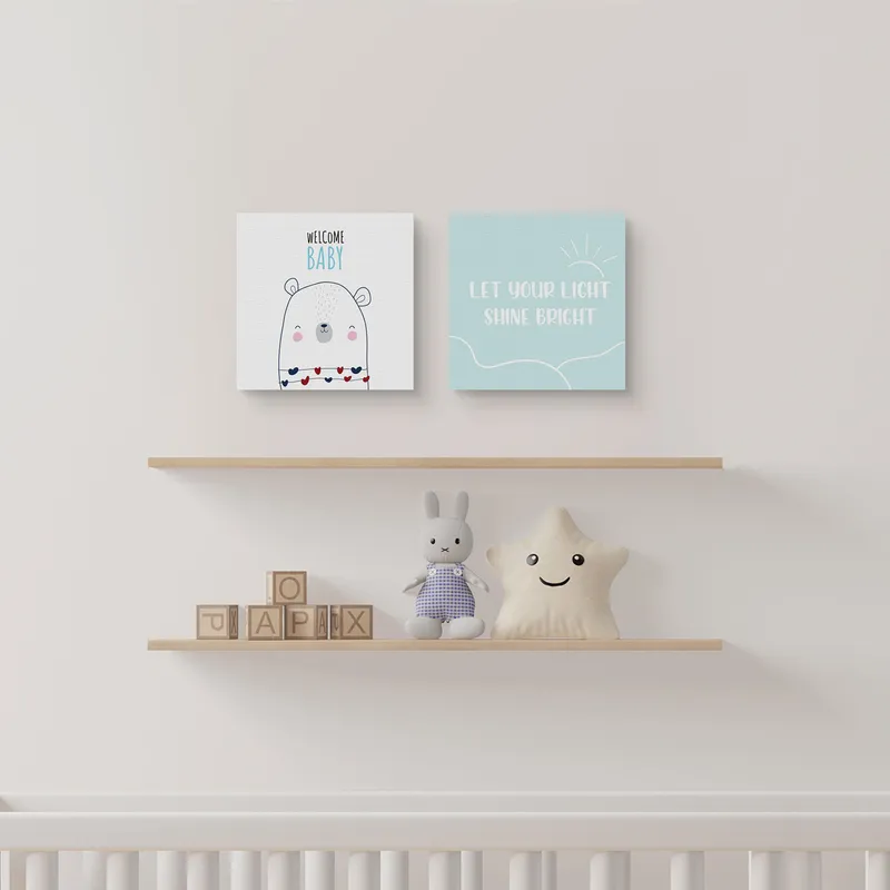 Minimal Bear Design Canvas for Baby Room