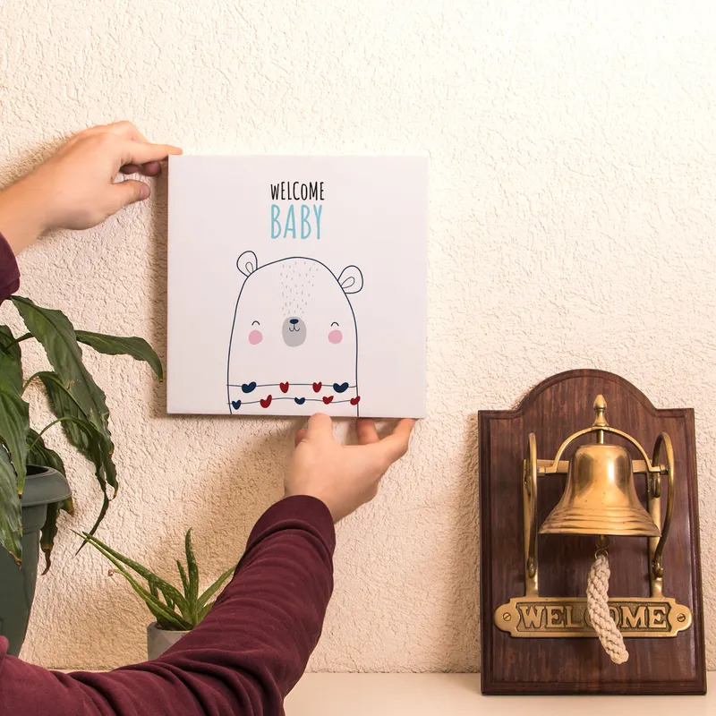 Minimal Bear Design Canvas for Baby Room