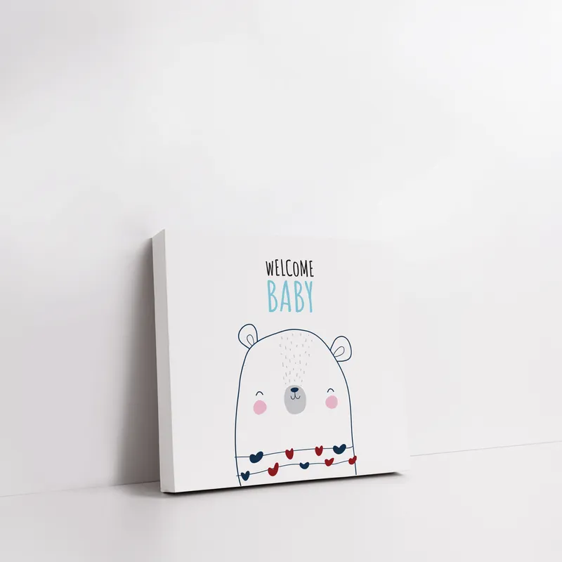 Minimal Bear Design Canvas for Baby Room