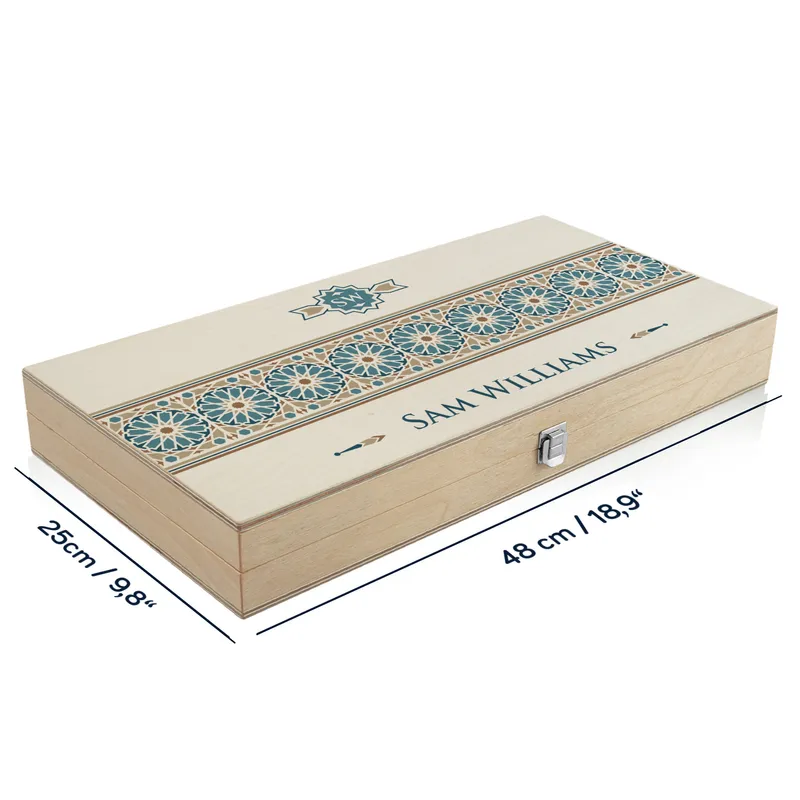 Minimal Design Hand Made Modern Backgammon Set with Personalized Name