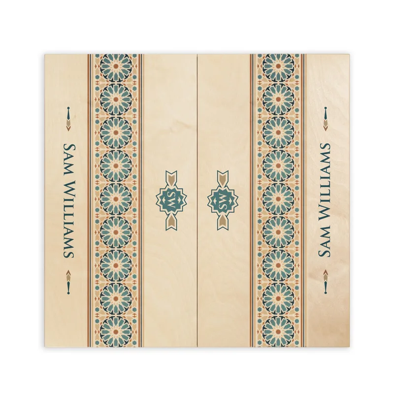 Minimal Design Hand Made Modern Backgammon Set with Personalized Name