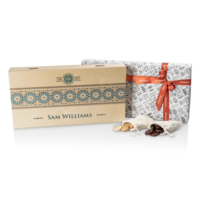 Minimal Design Hand Made Modern Backgammon Set with Personalized Name