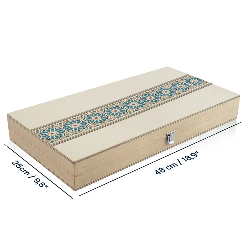 Handcrafted Wooden Backgammon Set with Ethnic Design