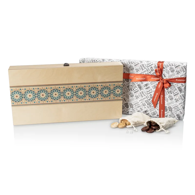 Handcrafted Wooden Backgammon Set with Ethnic Design