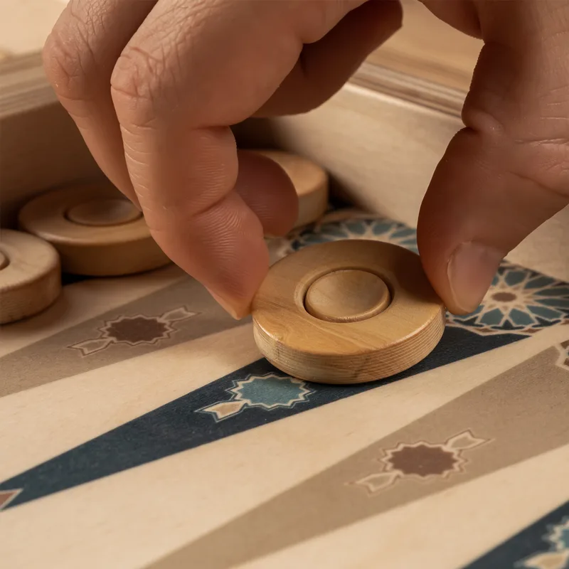 Handcrafted Wooden Backgammon Set with Ethnic Design