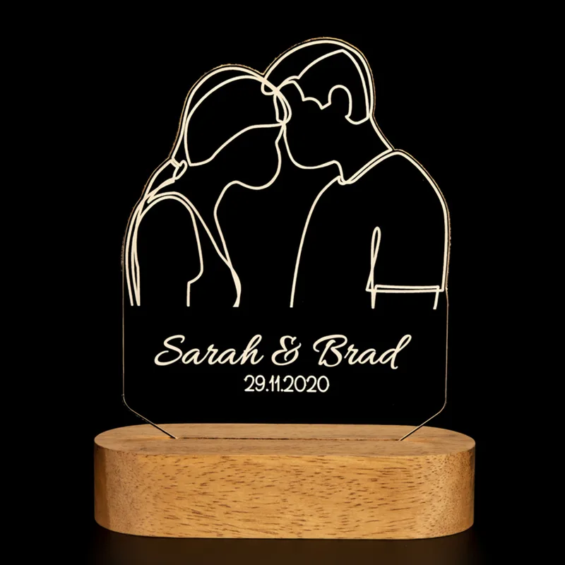 Minimal Design Valentine's Day Gift Personalized 3d Led Lamp