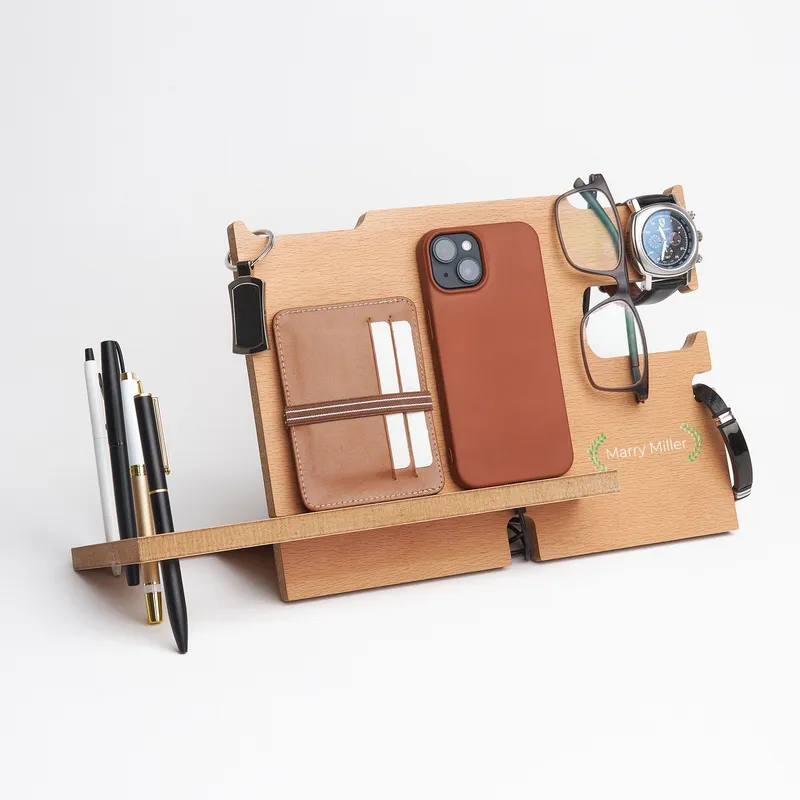 Personalised Wooden Desk Organiser for Home and Office