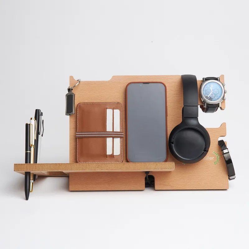 Personalised Wooden Desk Organiser for Home and Office