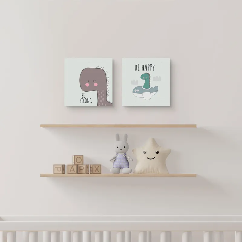 Minimal Dinosaur Design Canvas for Baby Room