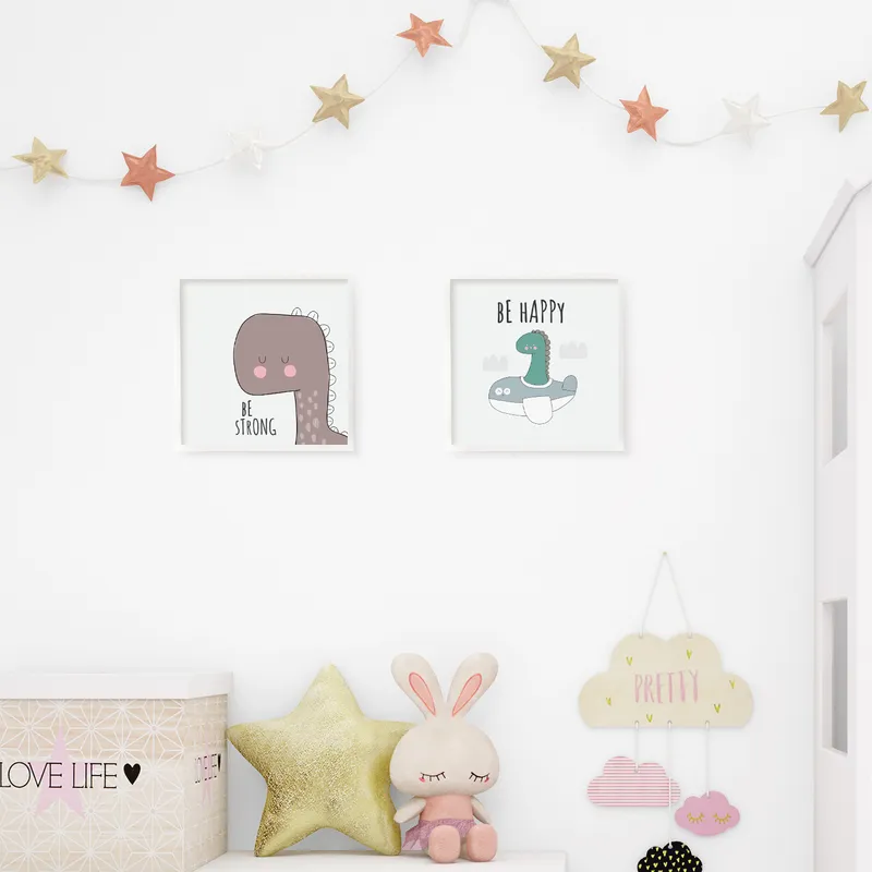 Minimal Dinosaur Design Frame for Baby Room