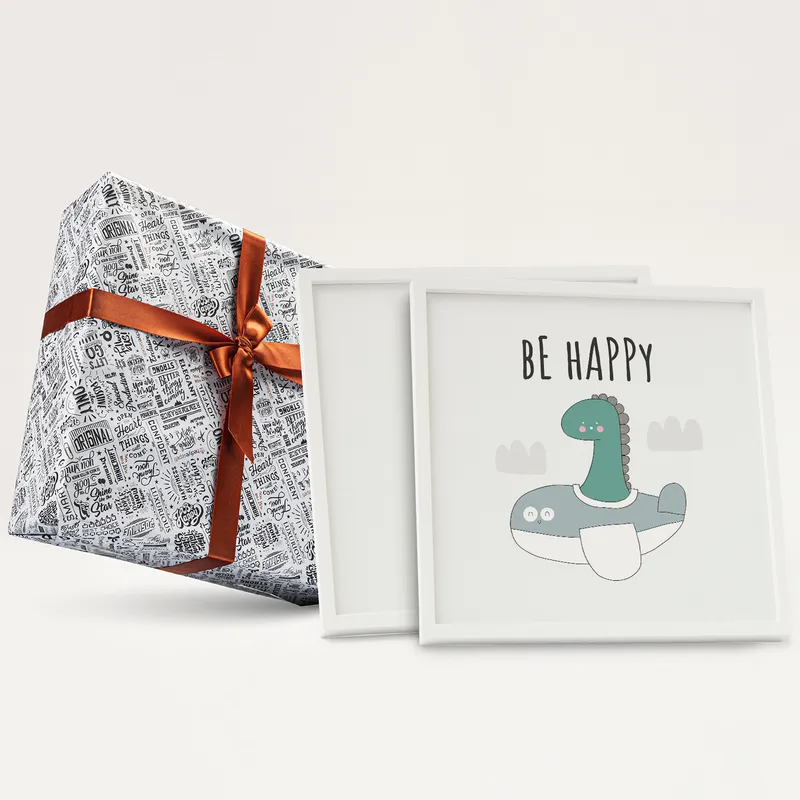 Minimal Dinosaur Design Frame for Baby Room