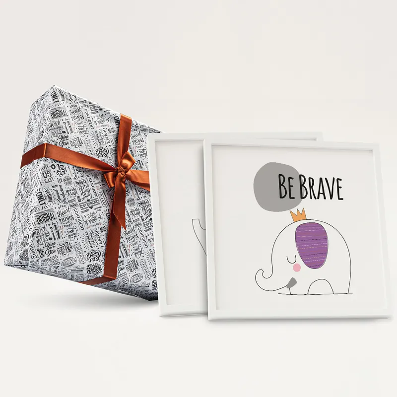 Personalised Elephant Nursery Art Frame for Baby Room