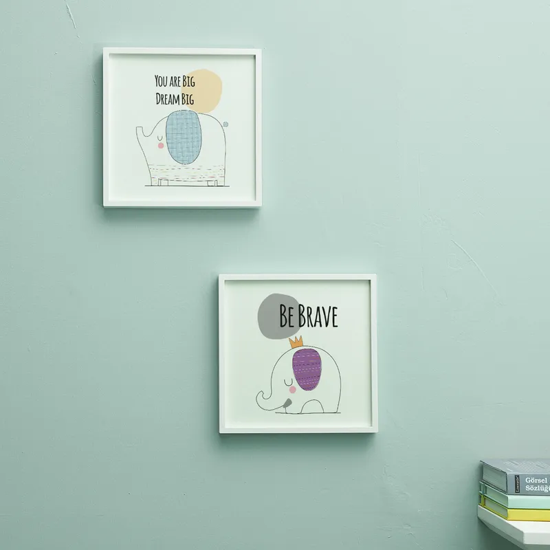 Personalised Elephant Nursery Art Frame for Baby Room