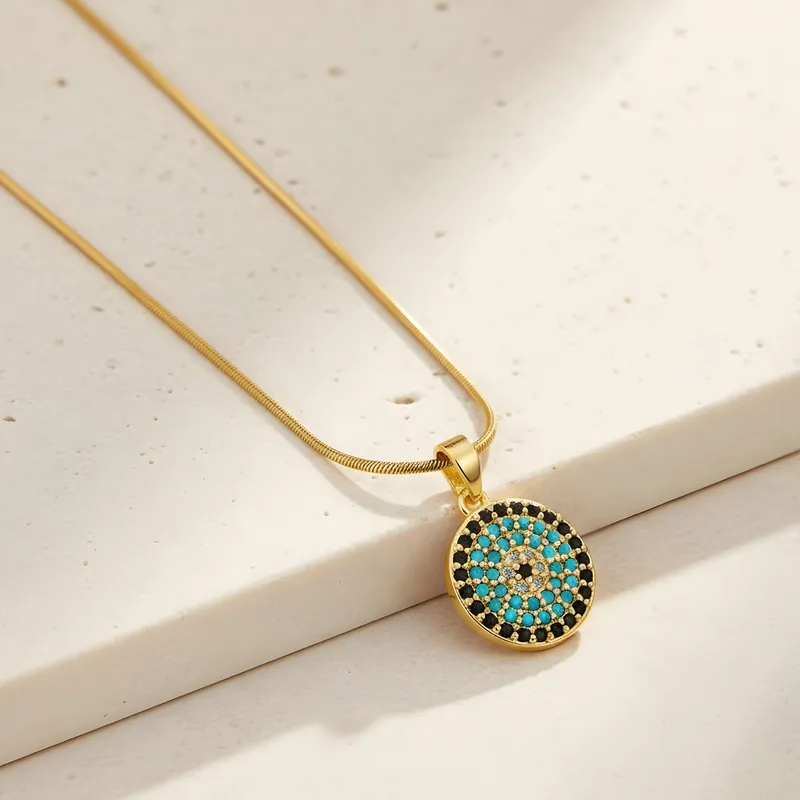 Minimal Evil Eye Pendant Necklace