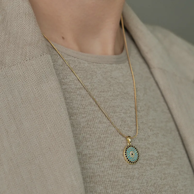 Minimal Evil Eye Pendant Necklace