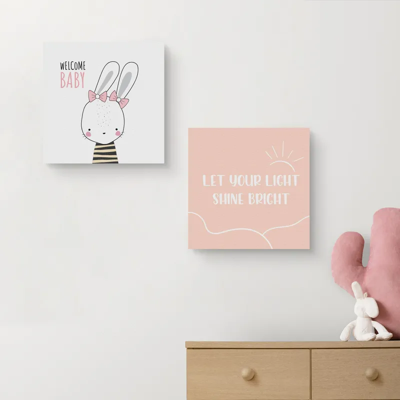 Minimal Rabbit Designed Canvas for Baby Room