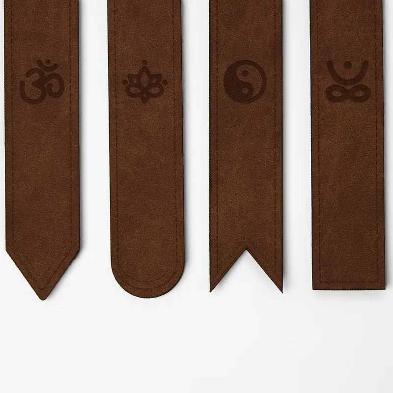 Minimal Yoga Symbol Leather Bookmark Set of 4