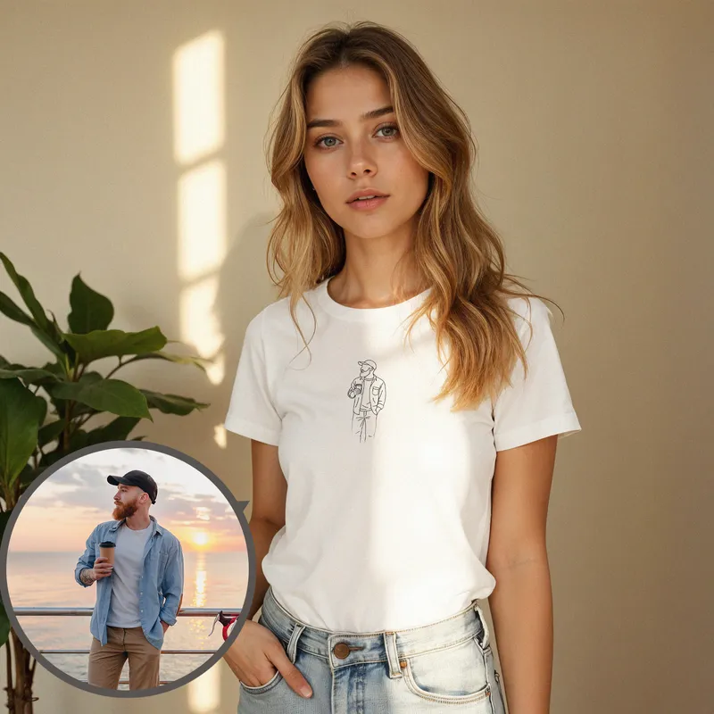 Minimalist Line Drawing Personalized T-Shirt