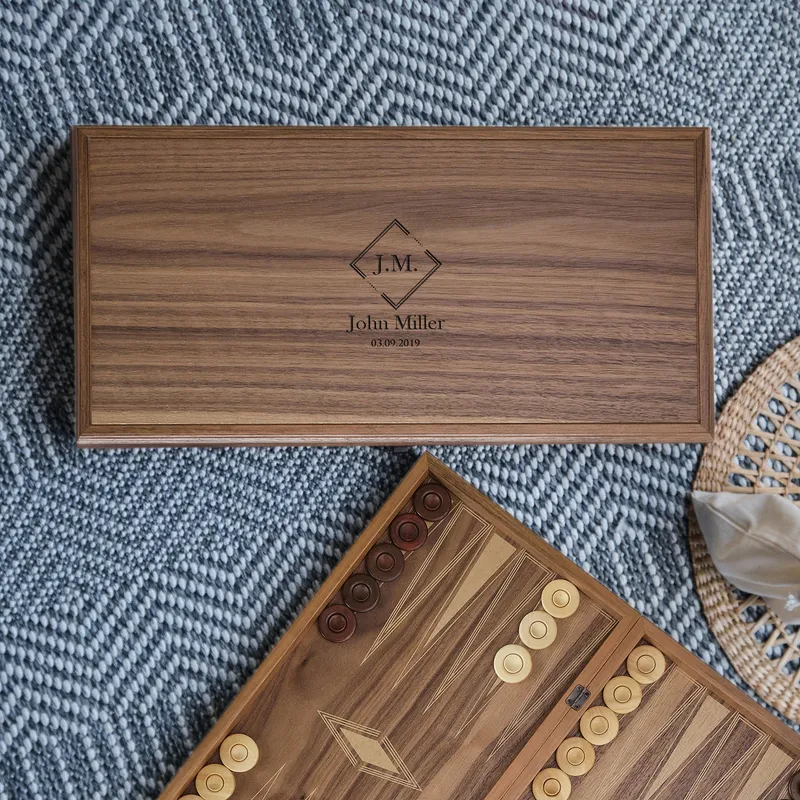 Minimalist Personalized Walnut Backgammon Gift