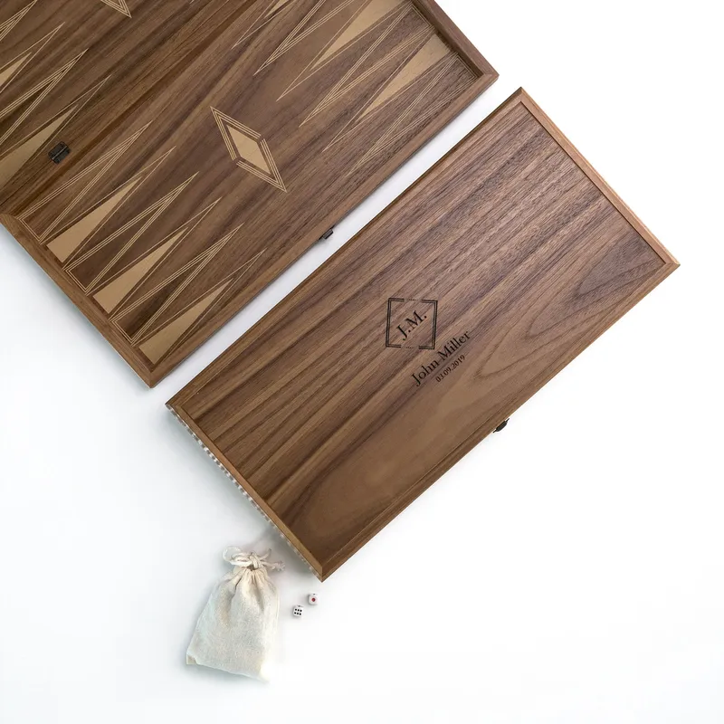 Minimalist Personalized Walnut Backgammon Gift