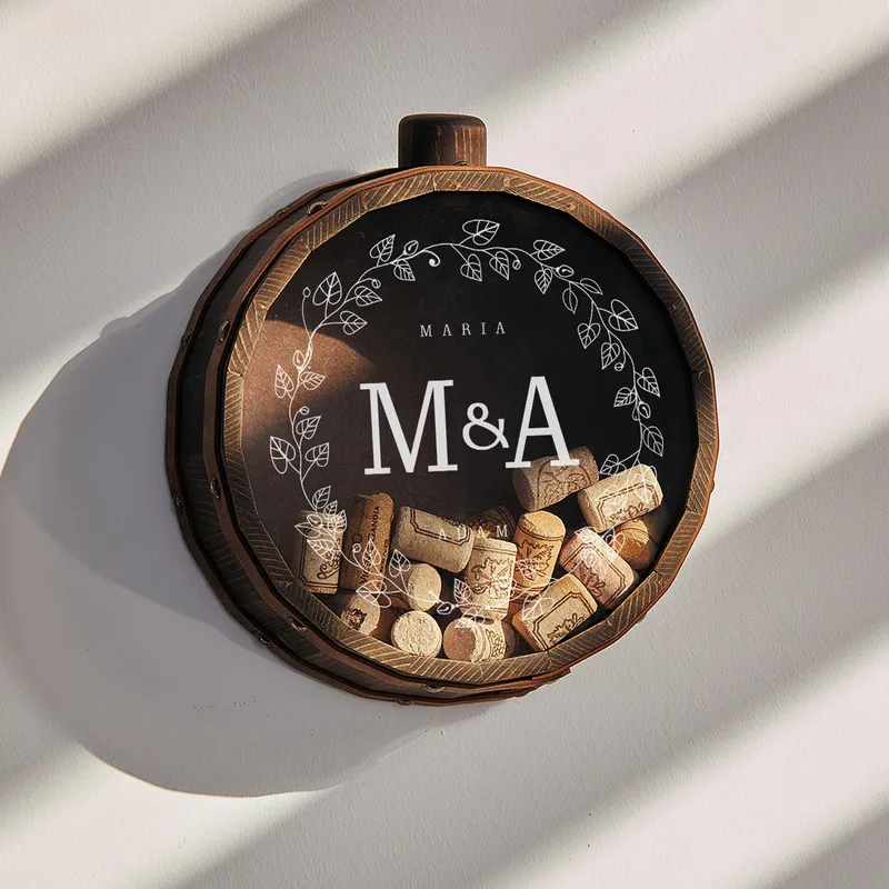 Minimalist Personalized Wine Cork Display Case with Custom Initials