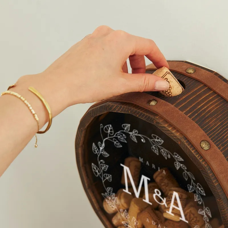 Minimalist Personalized Wine Cork Display Case with Custom Initials