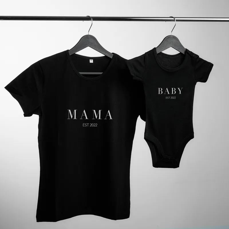 Mom and Baby T-shirt & Baby Body Personalized Matching Set