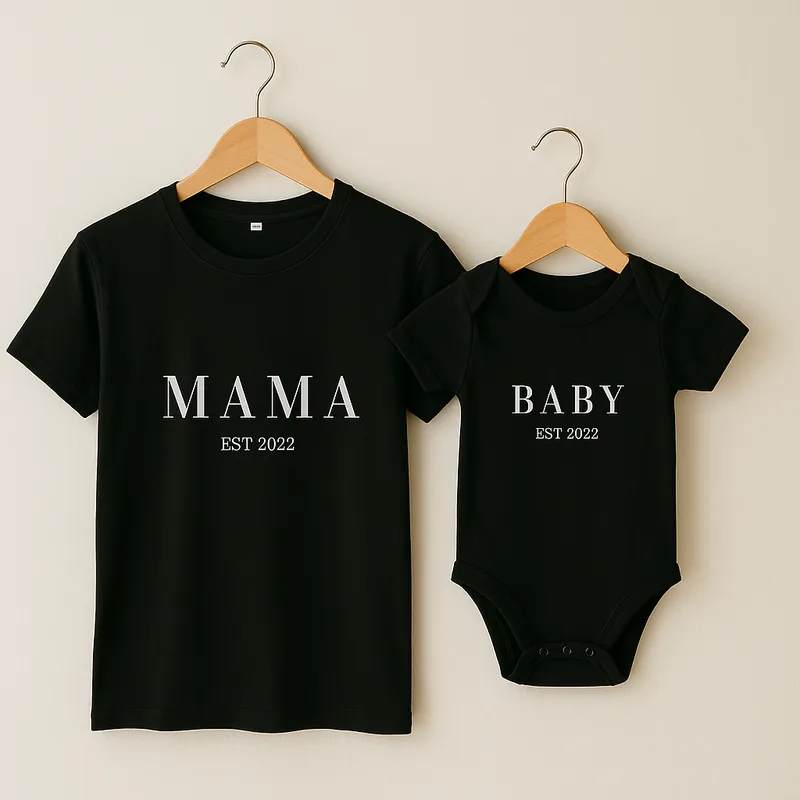 Mom and Baby T-shirt & Baby Body Personalized Matching Set