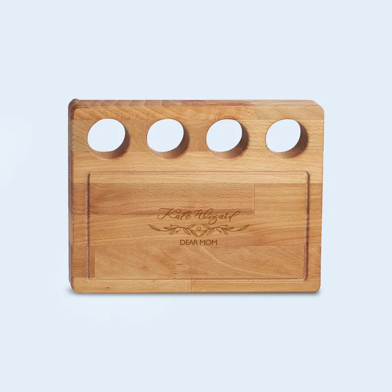 Mom Themed Personalized Wooden Service Plate with 4 pcs Mini Bowls