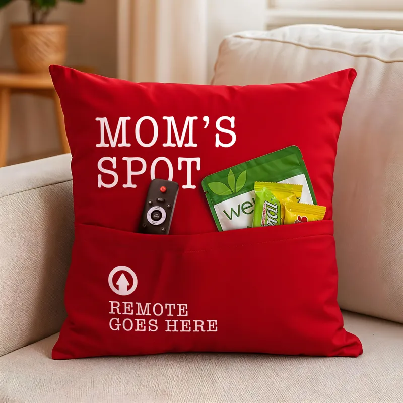 Personalised Mum's Spot TV Pillow with Pocket