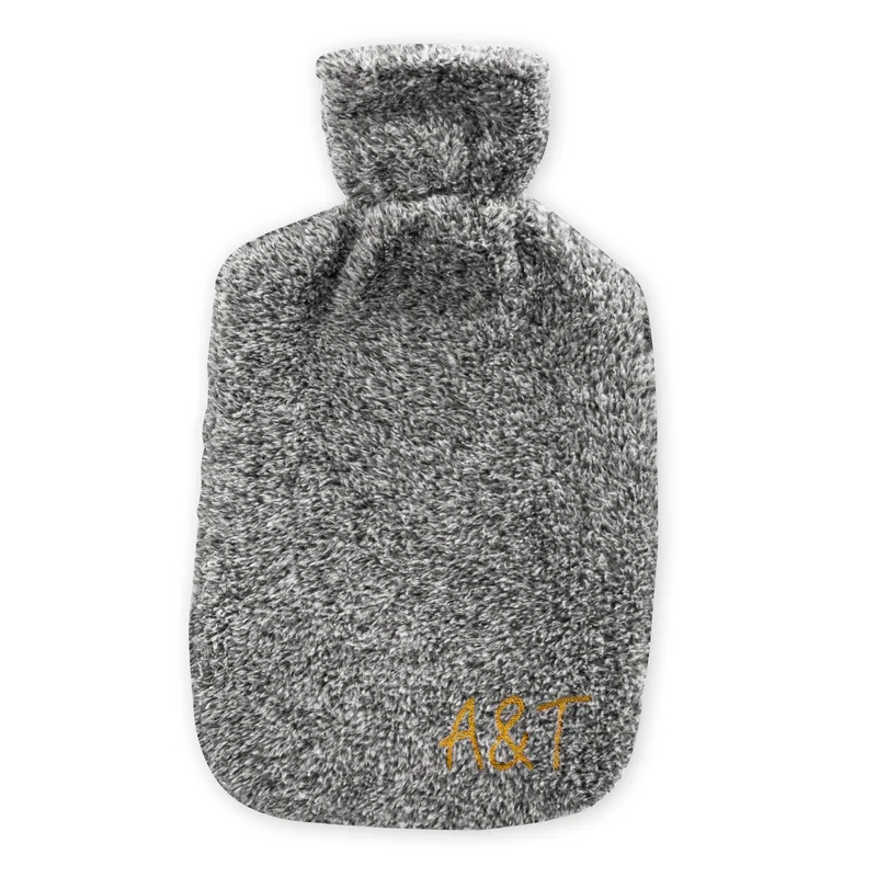 Monogrammed Plush Hot Water Bottle for Couples 14.5 x 8.6