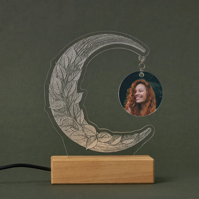 Moon Design Personalized Photo LED Night Lamp