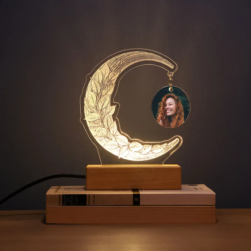 Moon Design Personalized Photo LED Night Lamp
