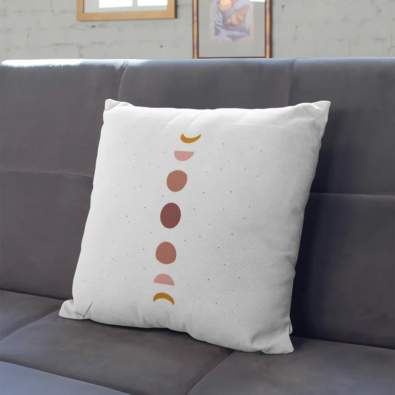 Moon Phases Minimal Design Bohemian Pillow