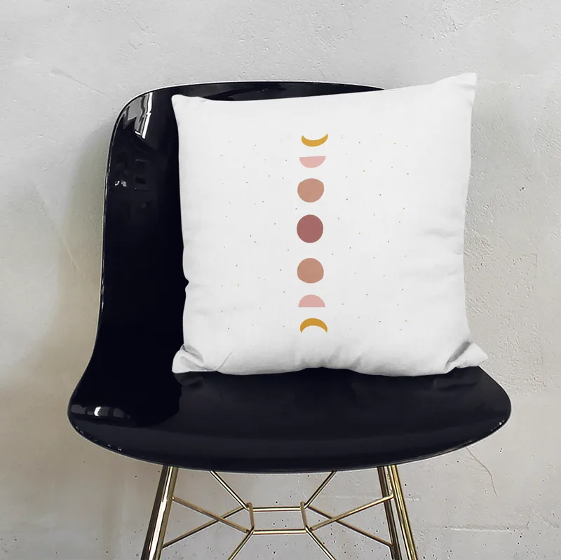 Moon Phases Minimal Design Bohemian Pillow