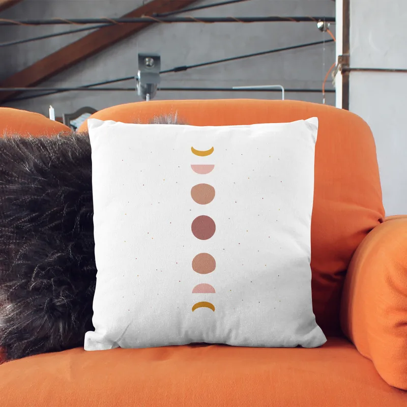 Moon Phases Minimal Design Bohemian Pillow