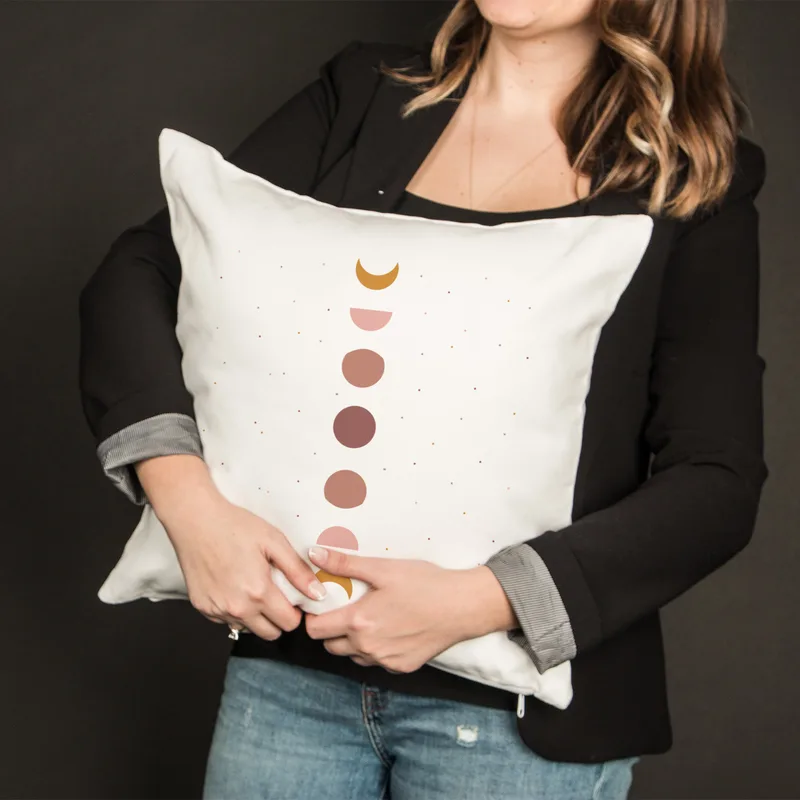 Moon Phases Minimal Design Bohemian Pillow