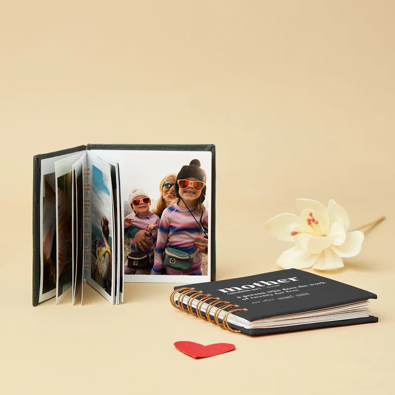 Mothers Day Gift Mini Photo Album with Mother Definition Designed Black Cover