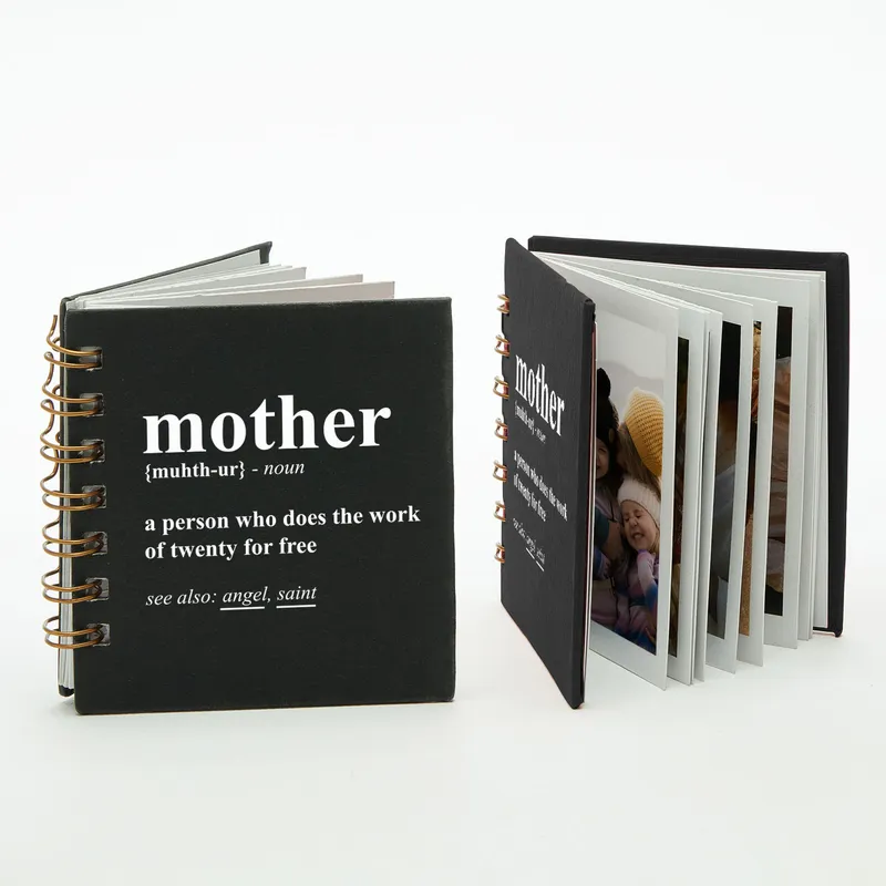 Mothers Day Gift Mini Photo Album with Mother Definition Designed Black Cover