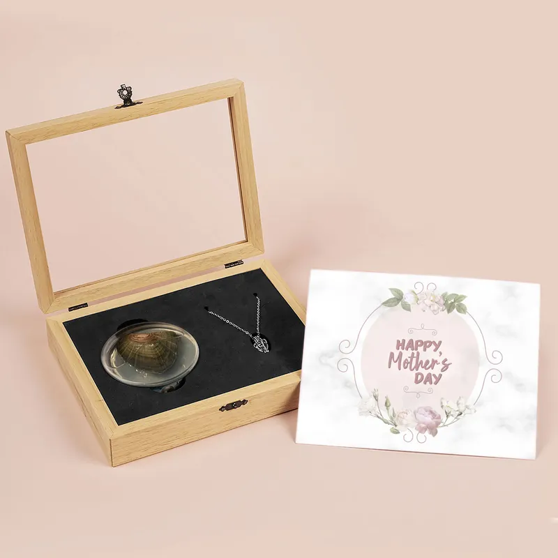 Elegant Mother's Day Pearl Necklace with Wooden Gift Box