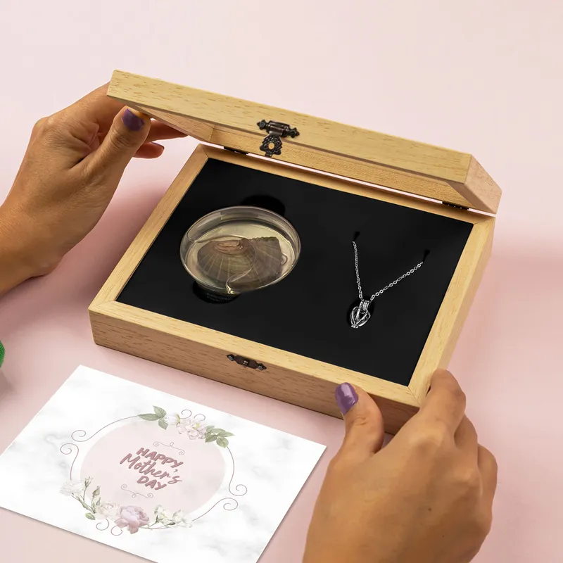 Elegant Mother's Day Pearl Necklace with Wooden Gift Box