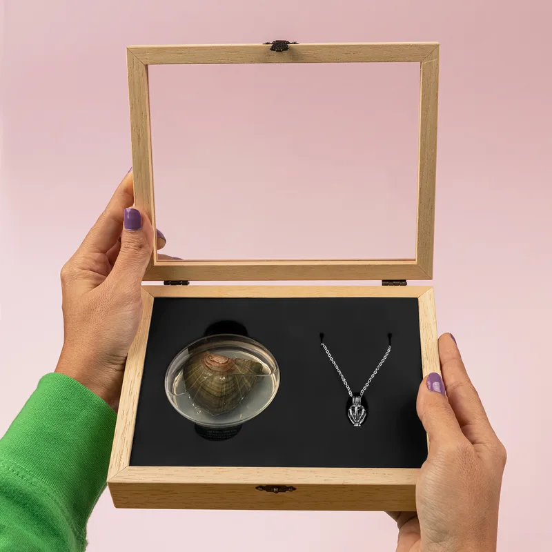 Mother's Day Necklace with Message - Real Pearl Necklace Wooden Gift Box