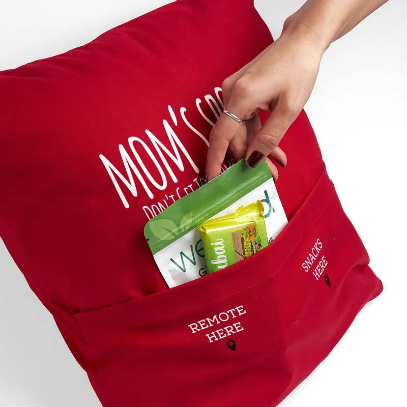 Mother's Day Pillow with Remote and Snack Pockets