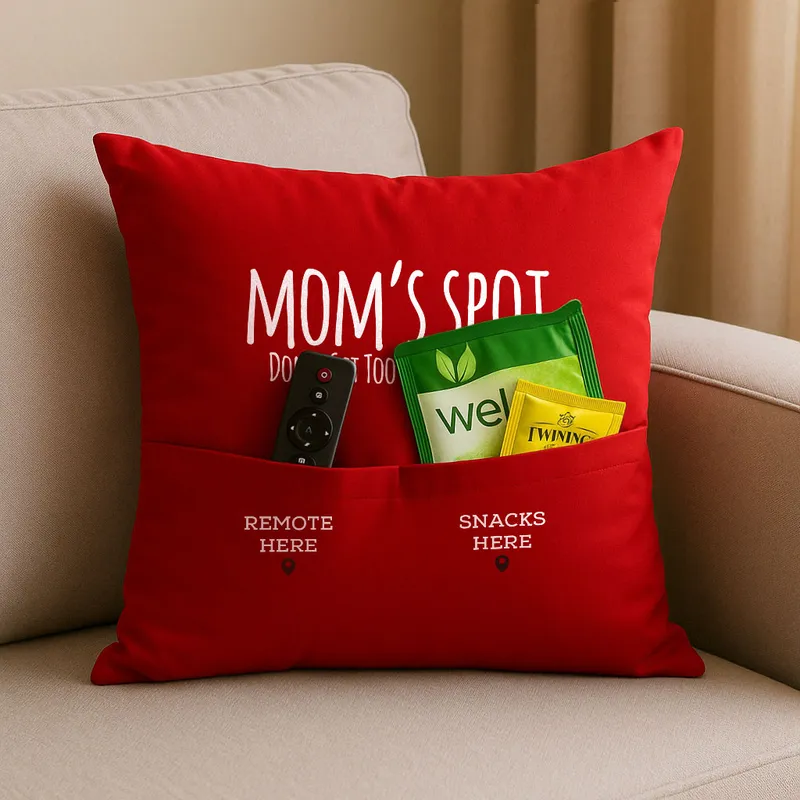 Mother's Day Pillow with Remote and Snack Pockets