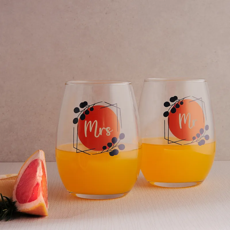 Personalised Mr and Mrs Beverage Glasses Set