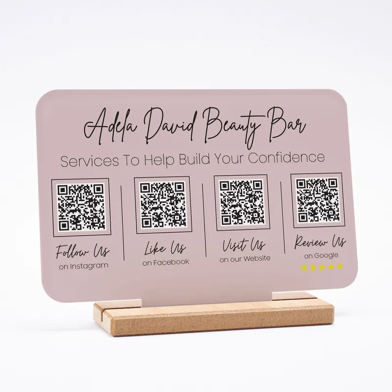 Multi QR Code Like, Follow, Comment Social Media Interaction Plaque